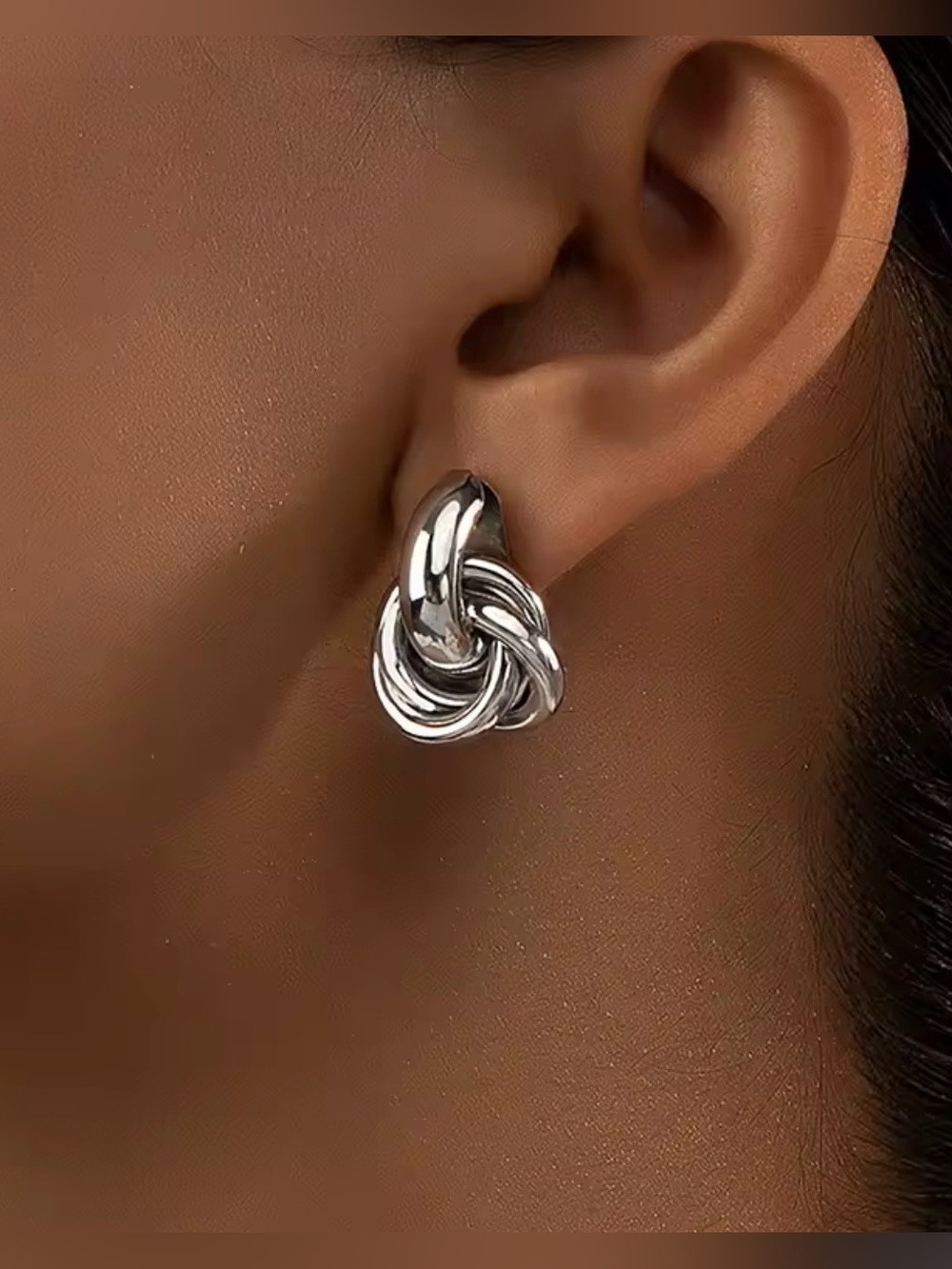 Silver Knot Drop Earrings